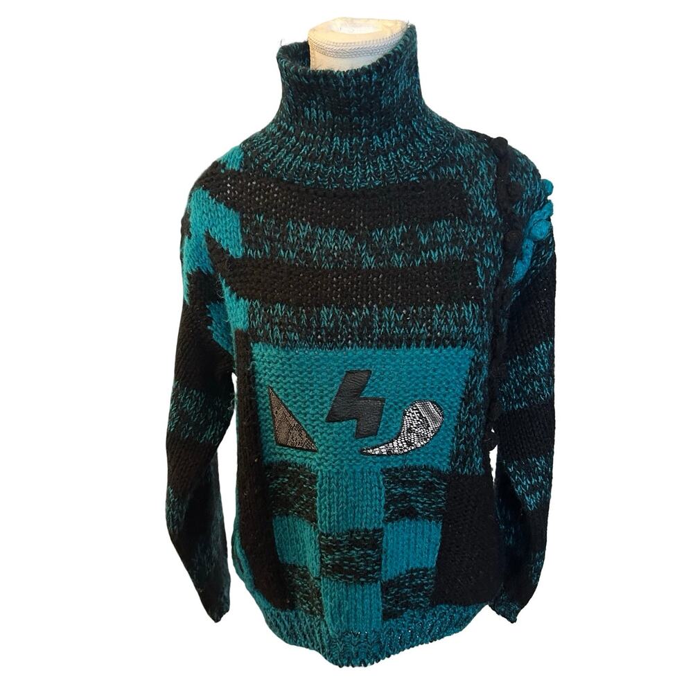 Vintage Paris Sport Club embellished geometric sweater